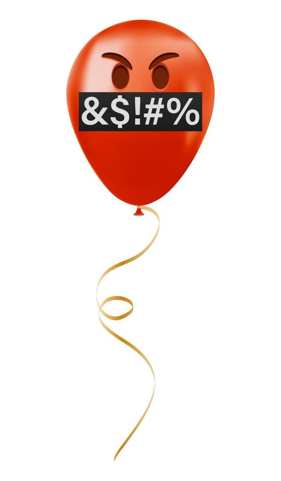 Emoji balloon with evil face with hidden mouth symbols Red emoji smile vector