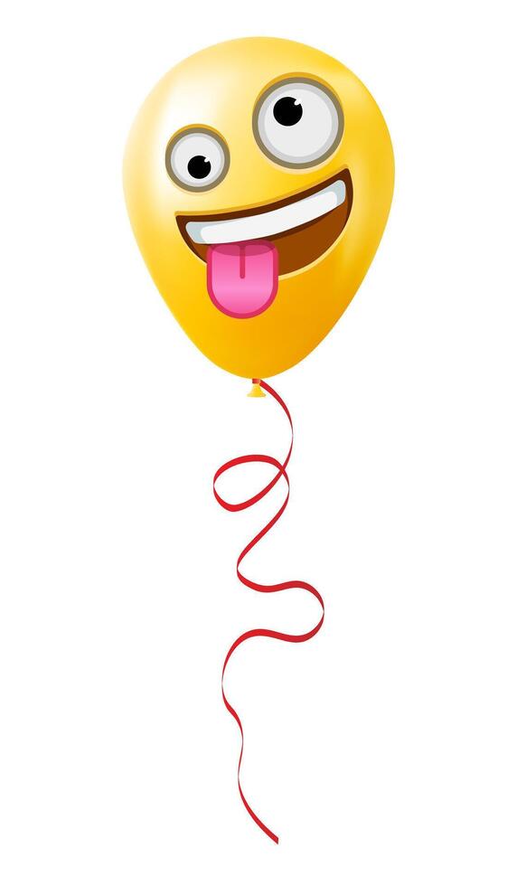 Emoji balloon with a grinning face with one large and one small eye Yellow emoji smile vector