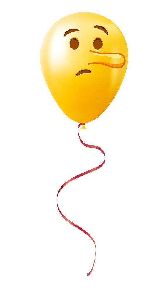 Emoji balloon with lying face Yellow emoji smile vector