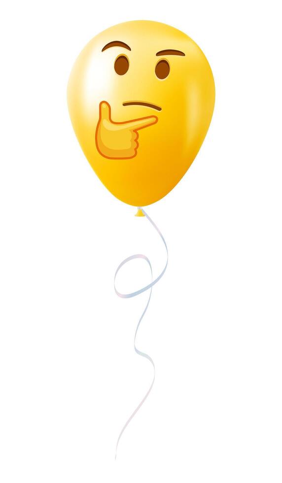 Emoji balloon with thoughful face Yellow emoji smile vector
