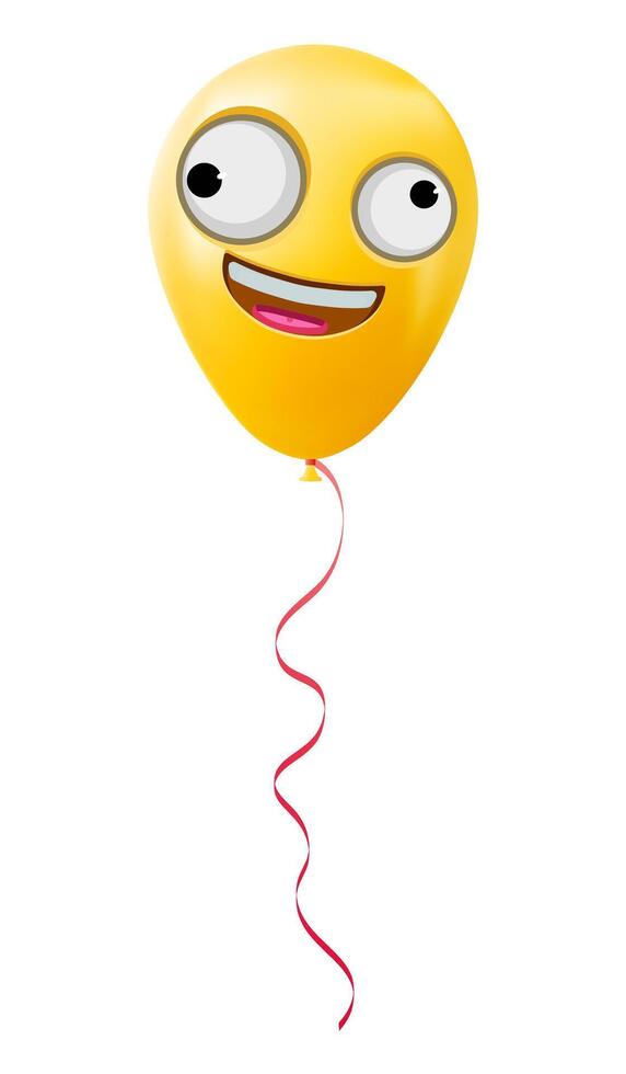 Emoji balloon with a grinning face with one large and one small eye Yellow emoji smile vector