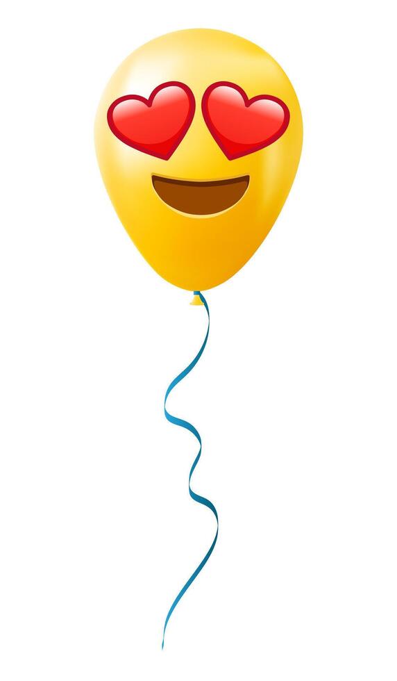 Emoji balloon with smiling face with heart eyes Yellow emoji smile vector