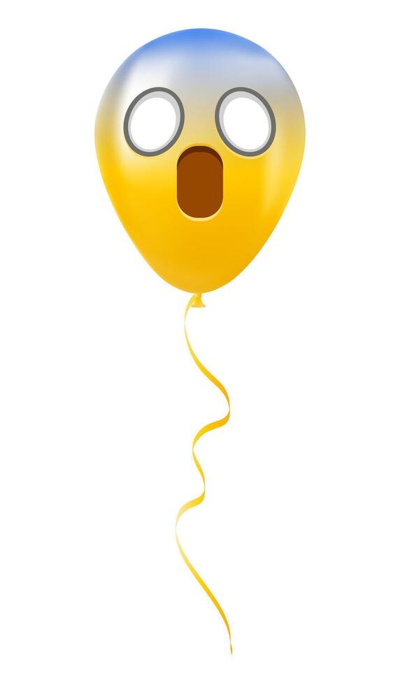 Emoji balloon with screaming in fear face Yellow emoji smile vector