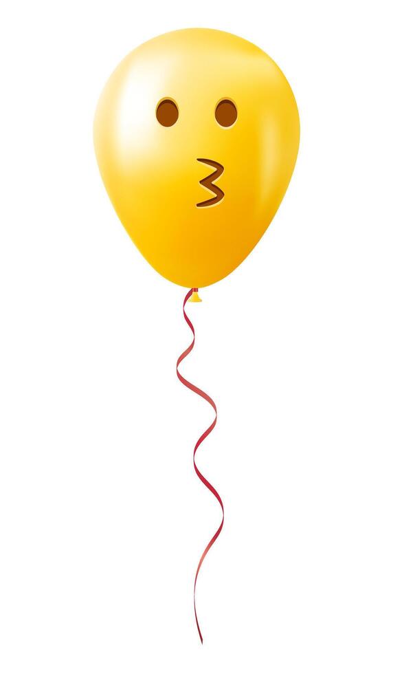 Emoji balloon with kissing face Yellow emoji smile vector