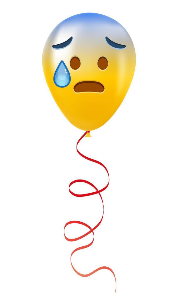 Emoji balloon with open mouth in cold sweat face Yellow emoji smile vector