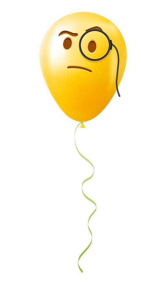 Emoji balloon with monocle face Yellow emoji smile vector