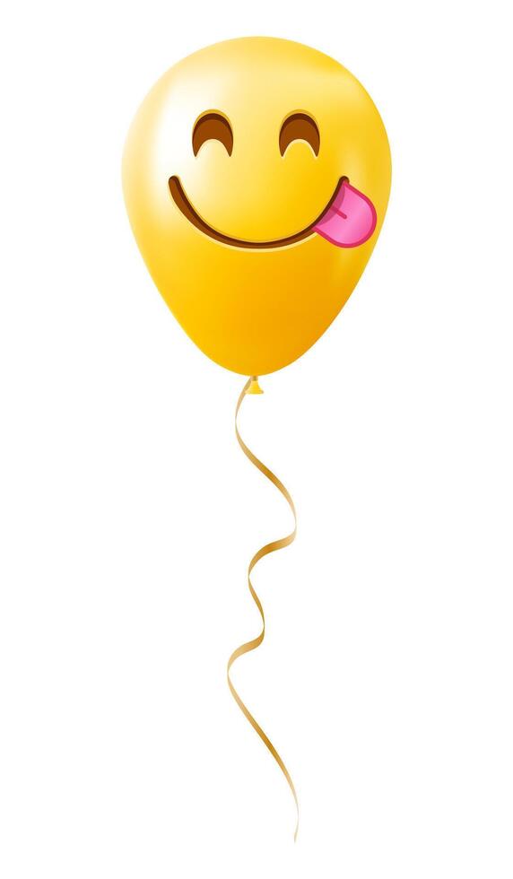 Emoji balloon with a face savoring a delicacy Yellow emoji smile vector