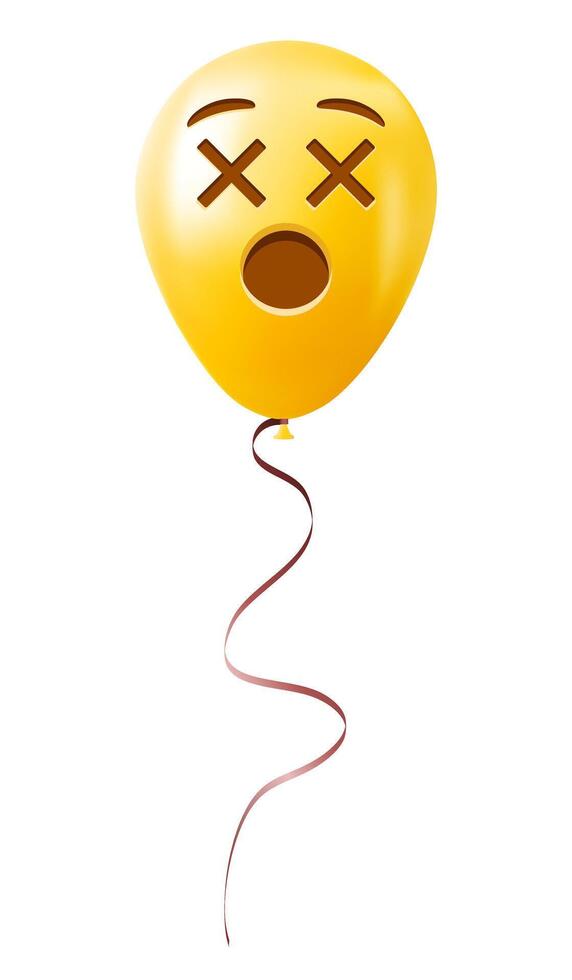 Emoji balloon with crossed out eyes face Yellow emoji smile vector