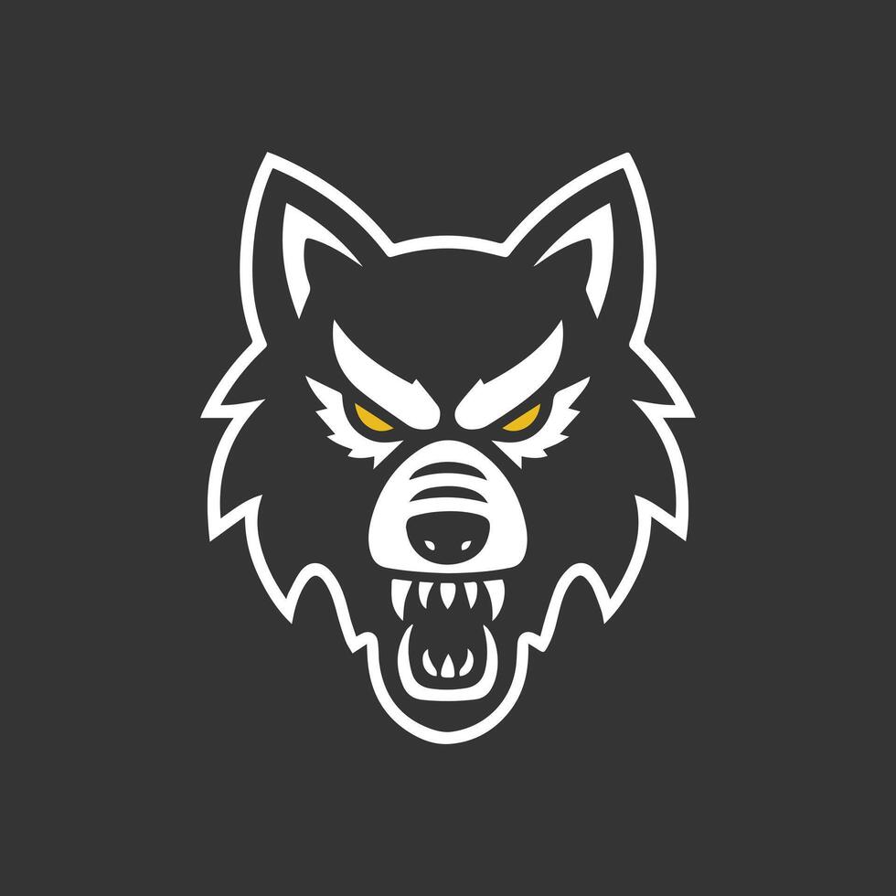 Angry Wolf Head Design with Intense Expression for Logos vector