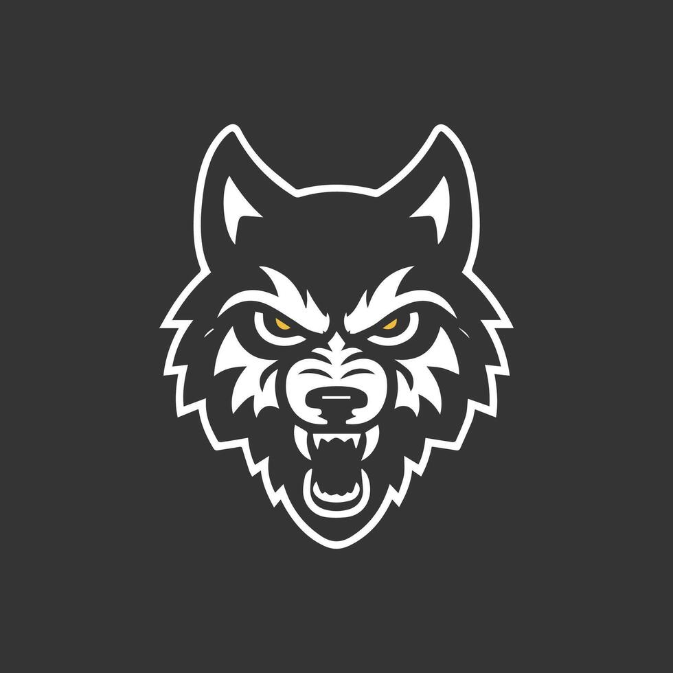 Sharp Angry Wolf Head Silhouette for Logo Branding Design vector
