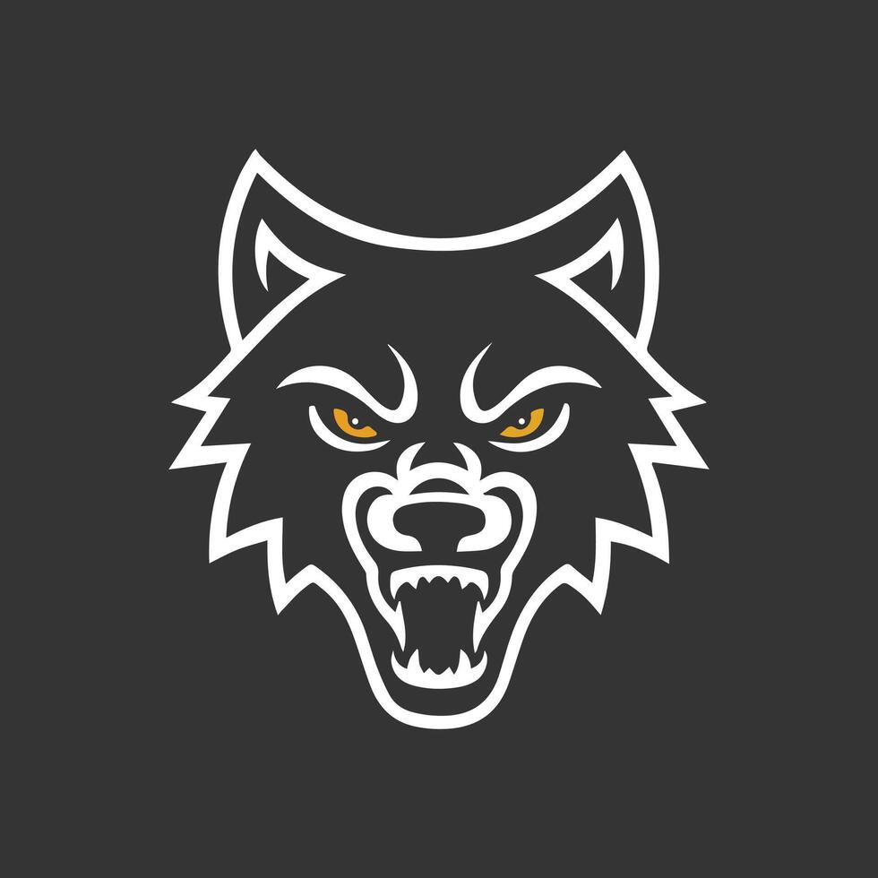 olf Head Silhouette Fierce Angry Mascot Design for Teams vector