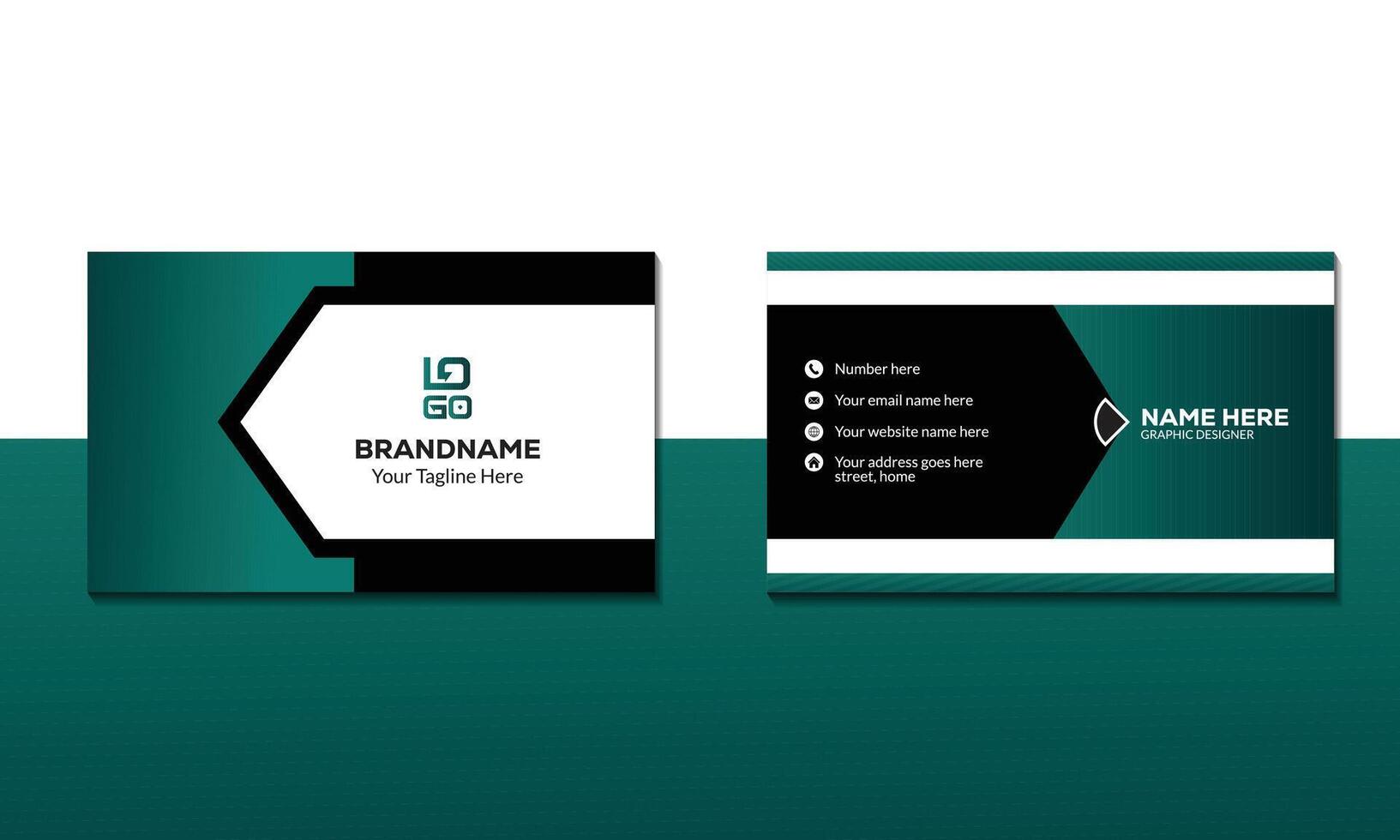 Green business card template design vector