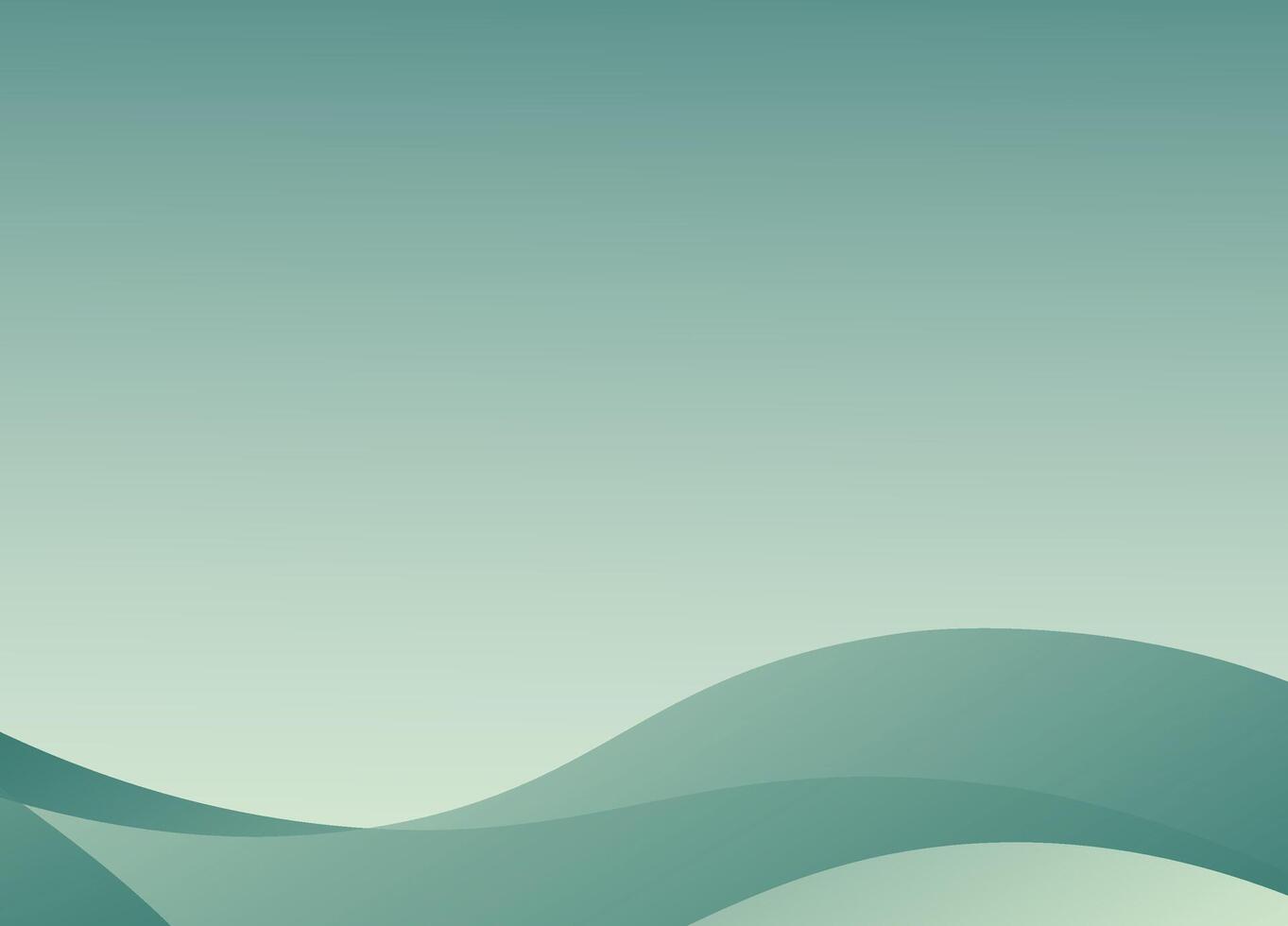 Minimalist landscape, rolling green hills, smooth curves, pastel teal sky, gradient background vector