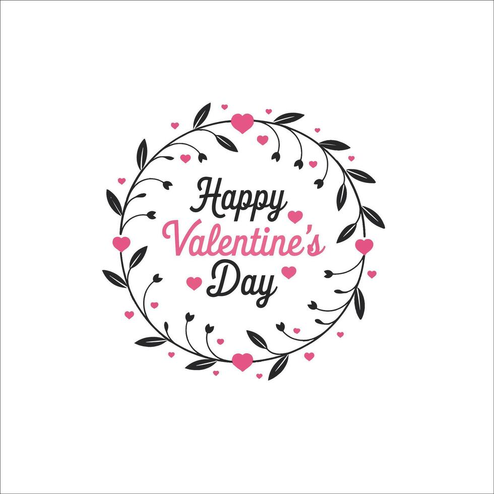 Happy Valentines Day Card with Hand Lettering vector