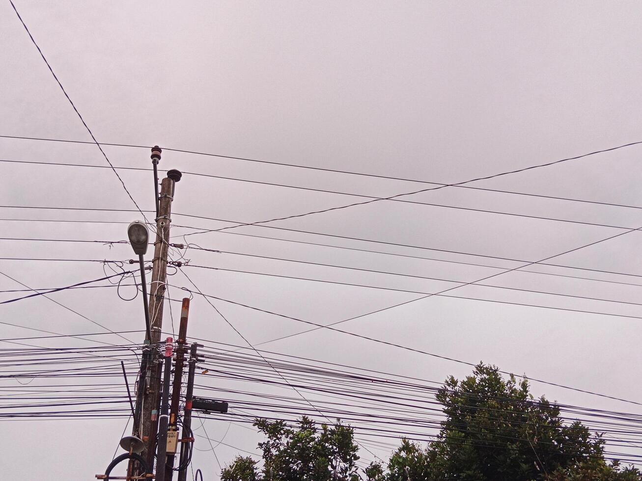 Electric pole with aesthetic low angle and clear sky photo