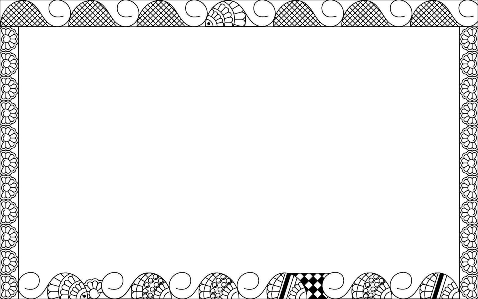 A black and white coloring page with a border vector