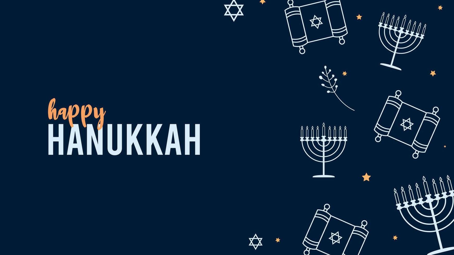 Happy Hanukkah Jewish Holiday Social Media Post Template.Hanukkah background with holiday candles and David stars. Modern paper cut design for Jewish Festival of light. Place for your text vector