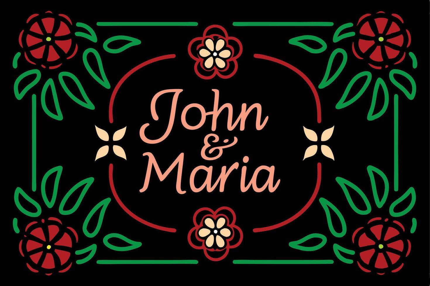 Elegant Floral Wedding Invitation Card Art Illustration Design vector