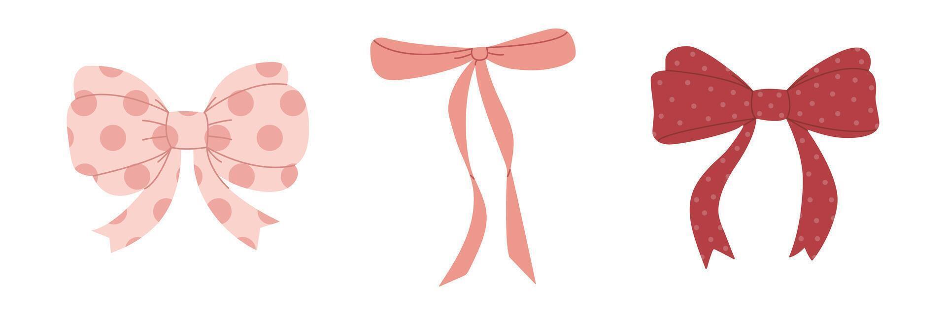 Collection of coquette pink ribbon bows vector