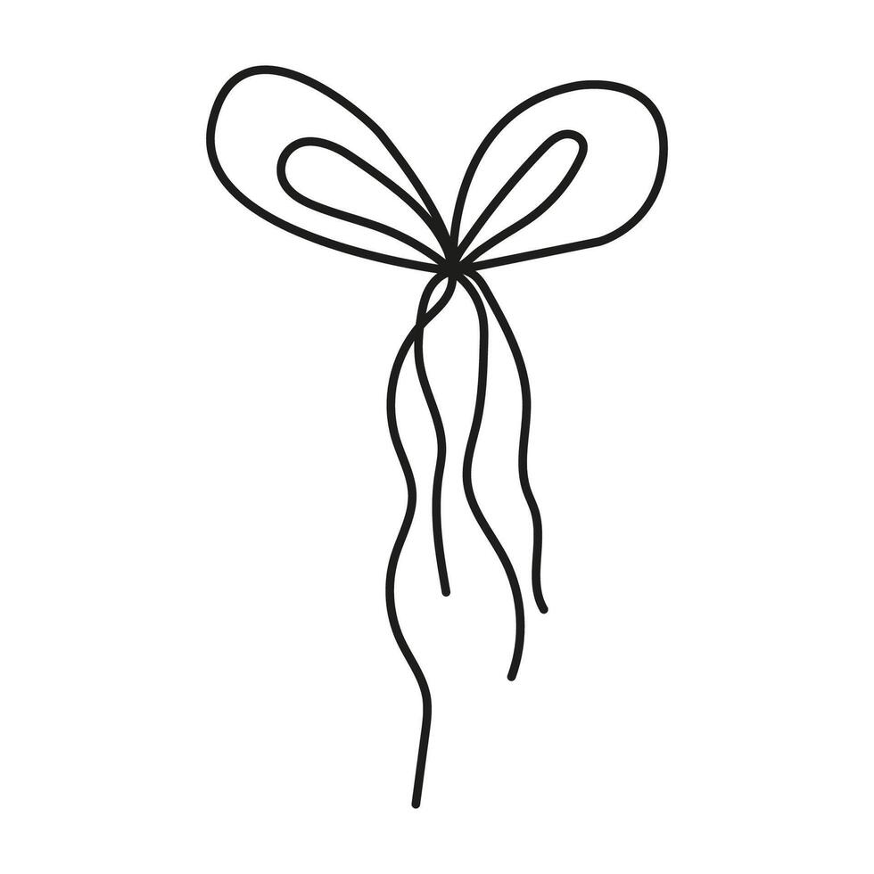 Simple hand drawn black ribbon bow vector