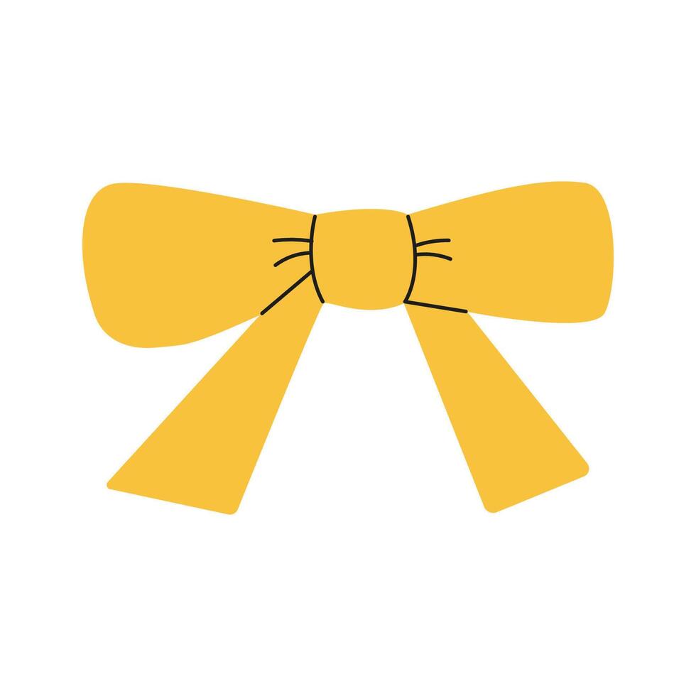 Cute ribbon bow in hand-drawn style vector