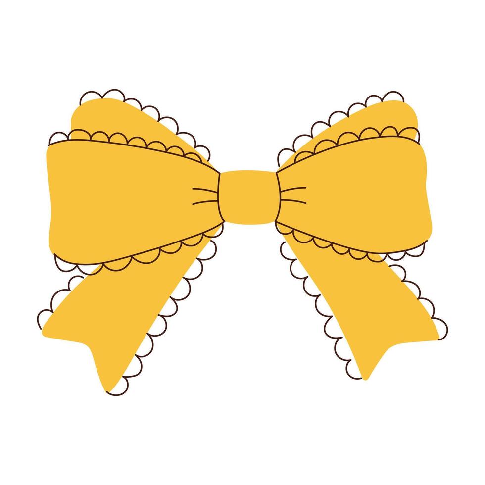 Elegant yellow ribbon bow in hand-drawn style vector