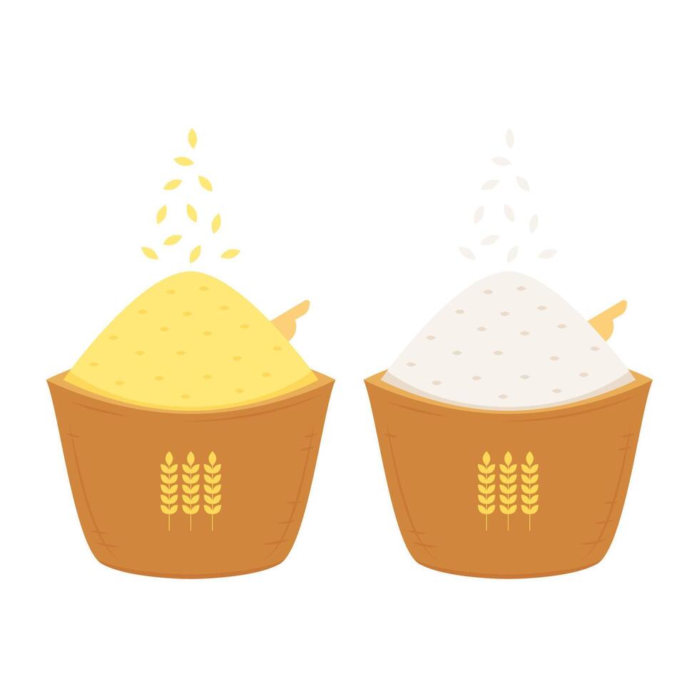 Rice sack cartoon . Rice bag. symbol. Paddy . Wheat . vector