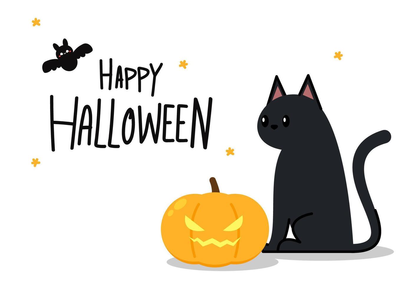 Black cat banner. Black kitten. Funny Cute kawaii cartoon baby character. Happy Halloween. Flat design. White background. vector