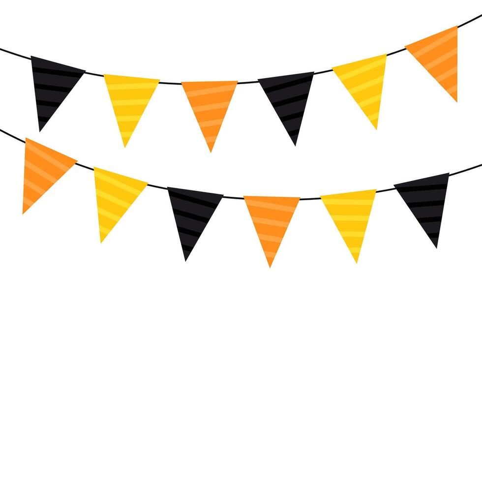 Halloween party flags with party confetti. Halloween frame. vector