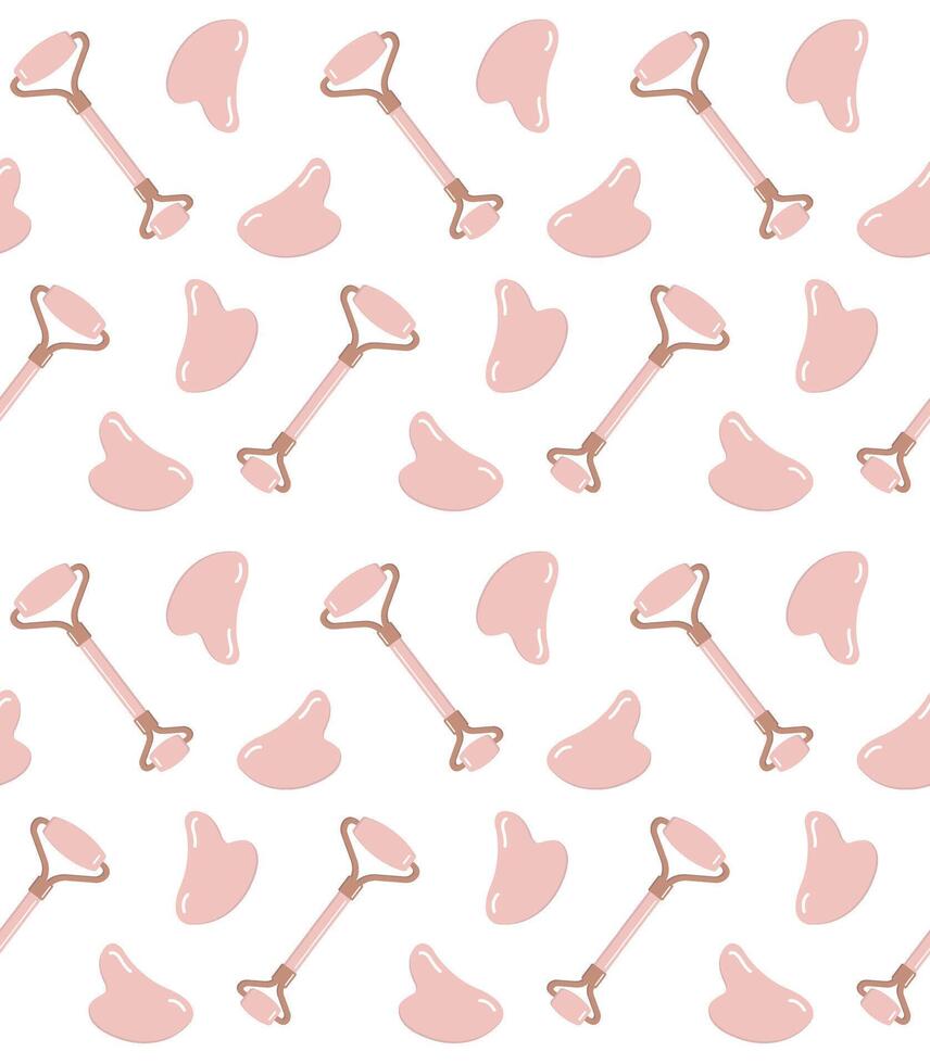 Seamless pattern of face Roller and Gua Sha vector