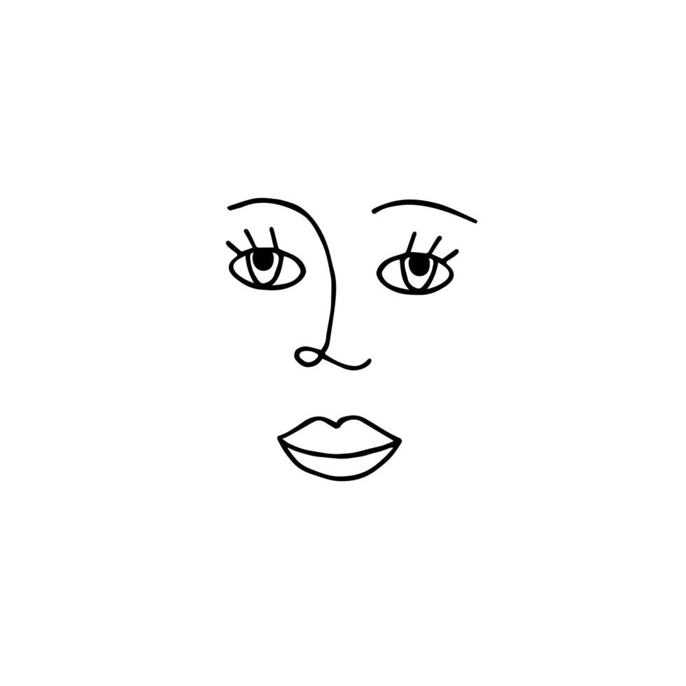 Hand drawn doodle sketch woman face vector