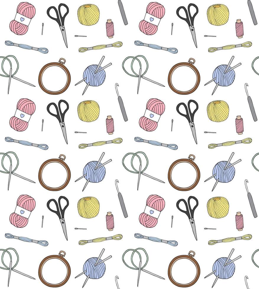 Seamless pattern of doodle sketch threads vector