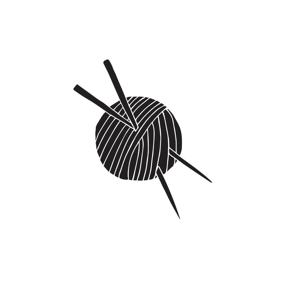Knitting threads and needle vector