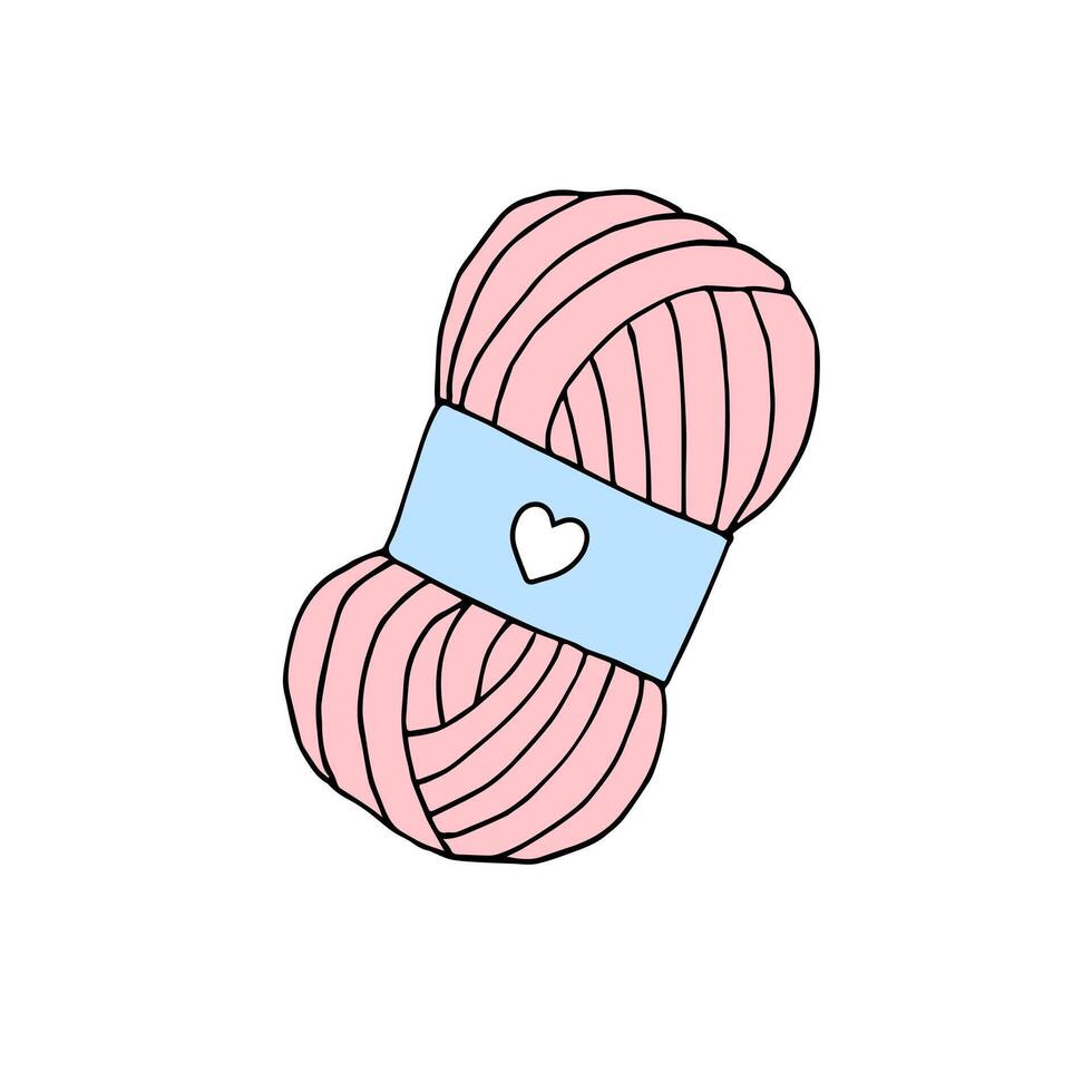 Hand drawn doodle sketch knitting threads vector