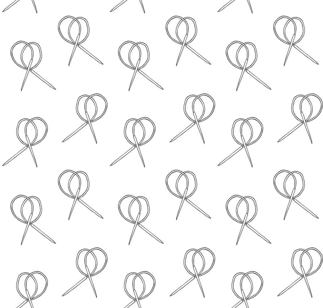 Seamless pattern of sketch knit needle vector