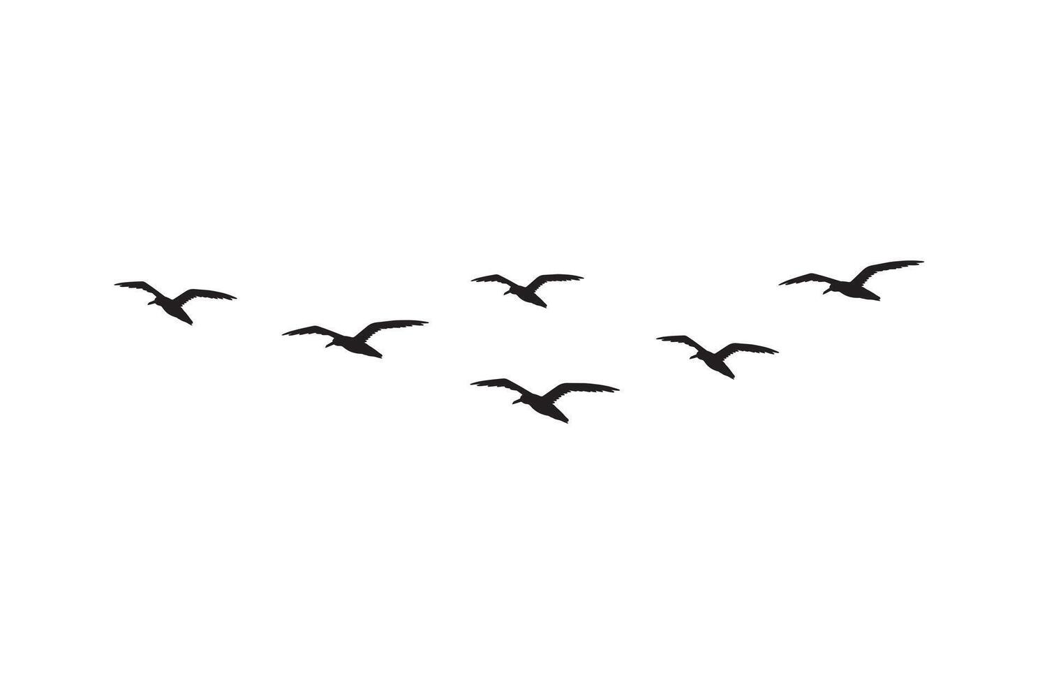 Sketch flying seagull birds flock vector