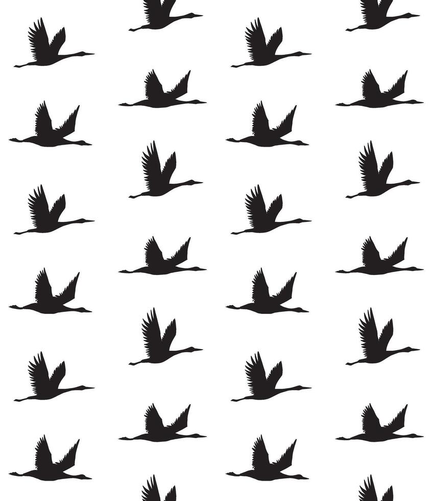 Seamless pattern of hand drawn flying crane vector
