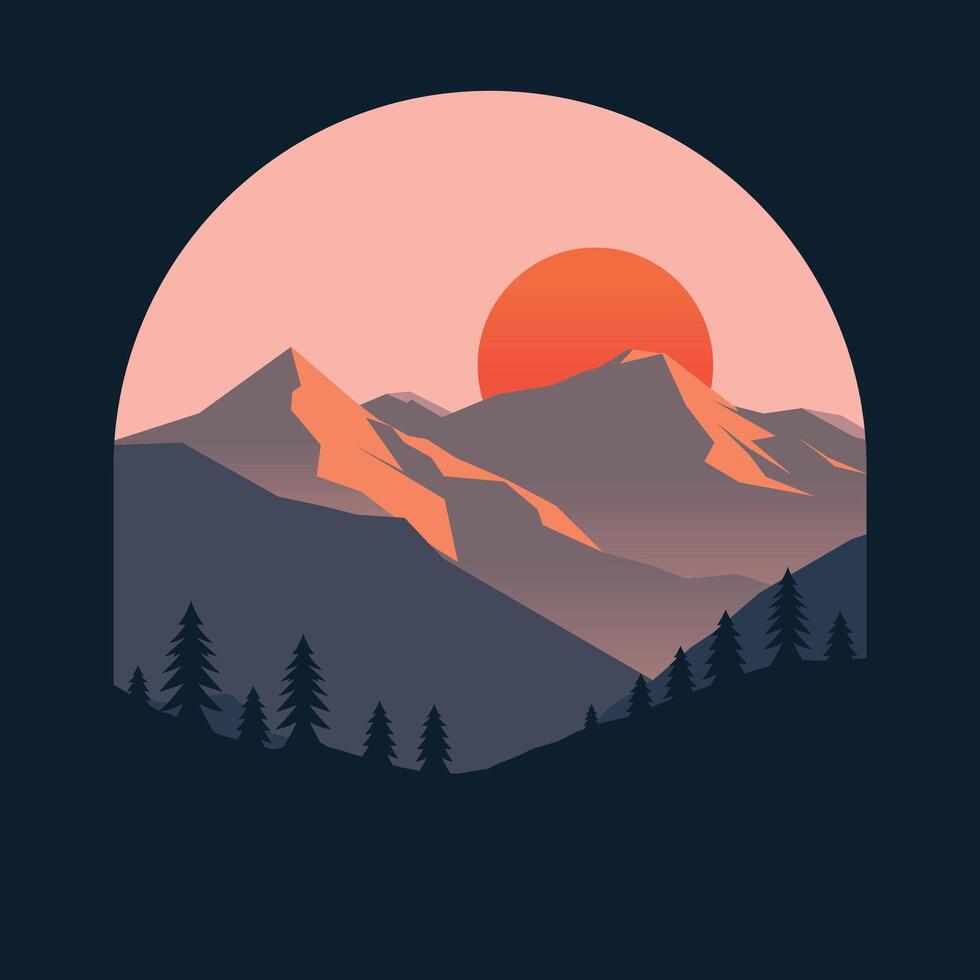 Abstract Mountain Sunset vector