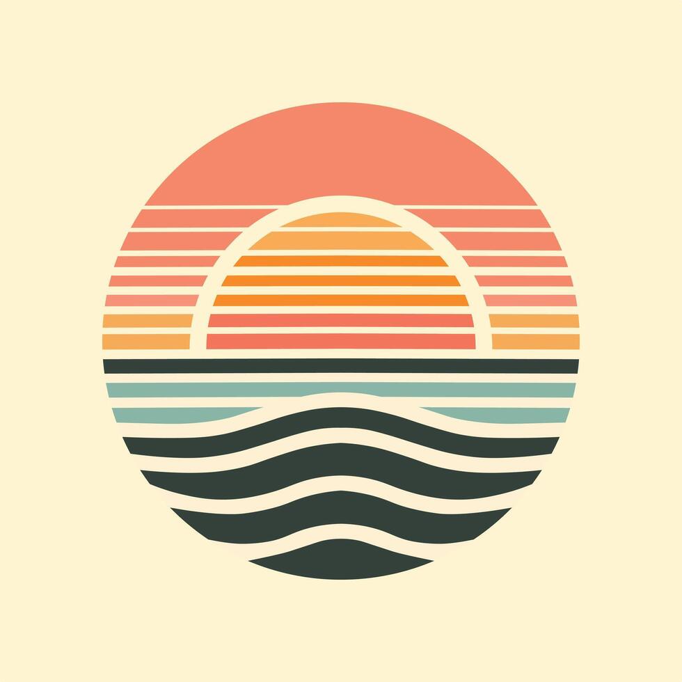 Sunset Retro Minimalist Design vector