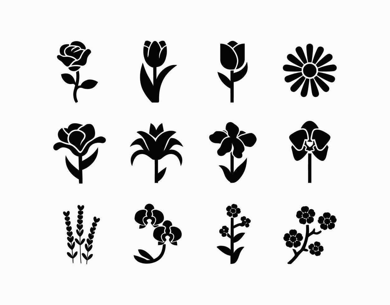 Modern Flower Icons Template vector