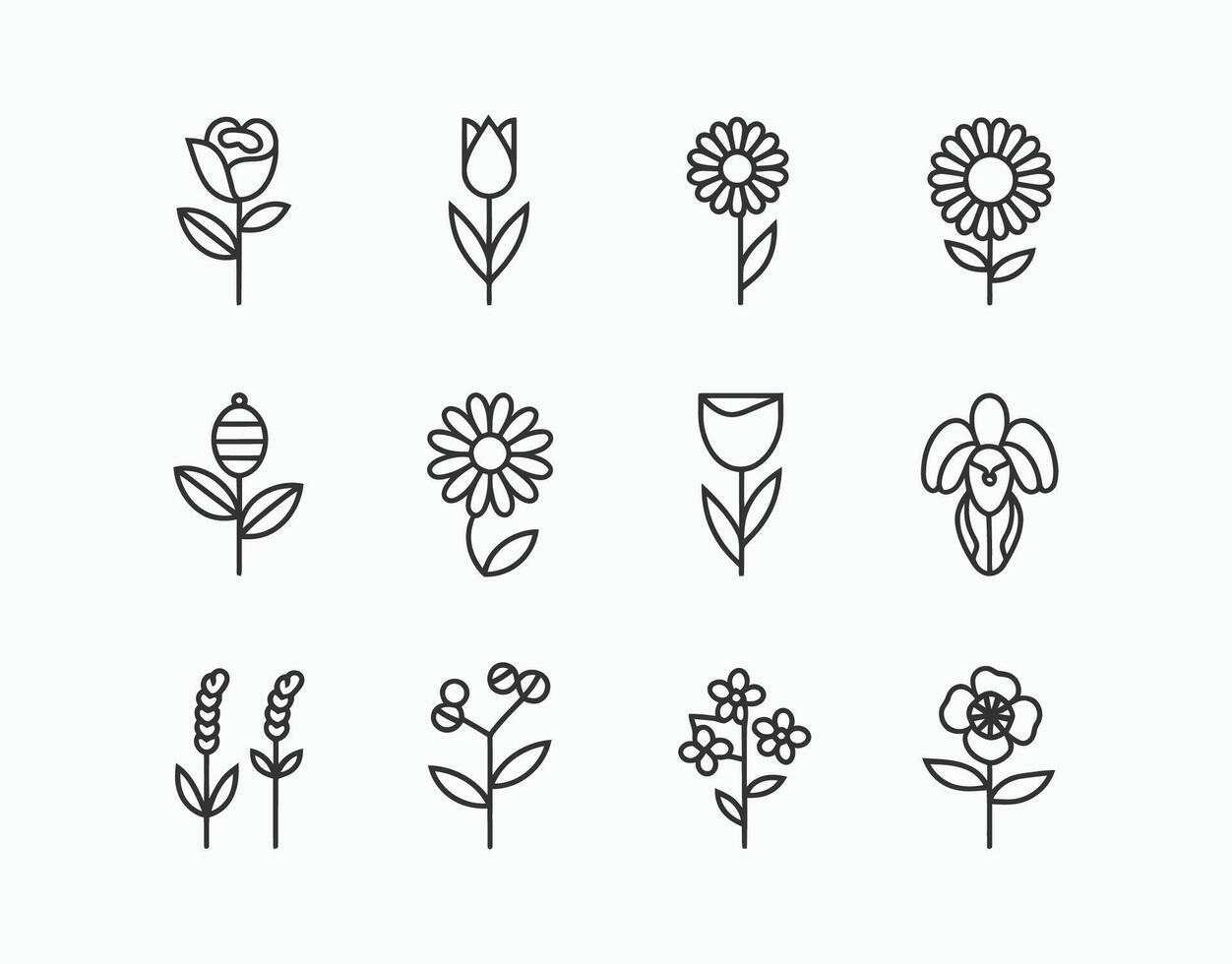 Elegant Floral Icon Set vector