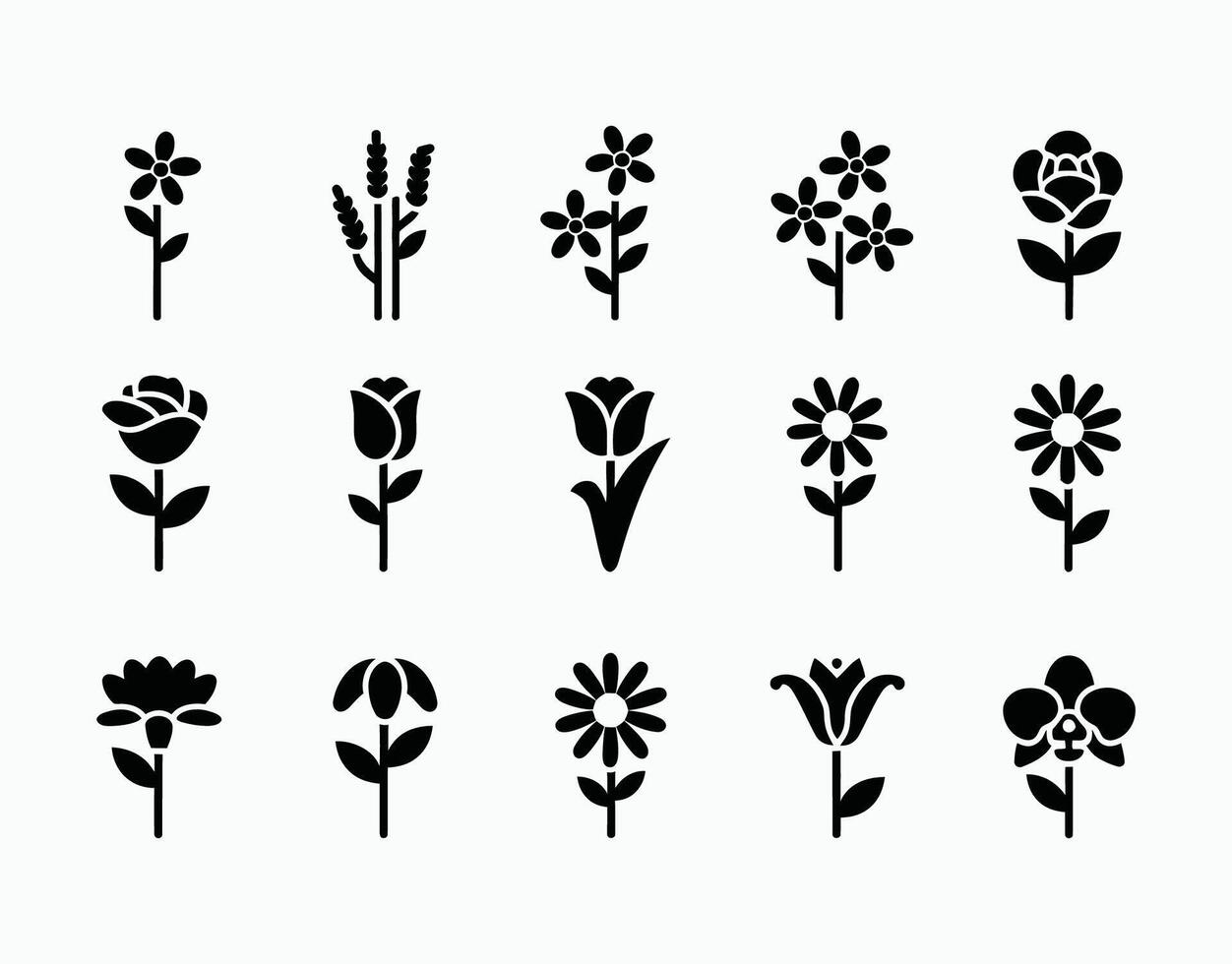 Minimalist Flower Illustration Icon Set Template vector