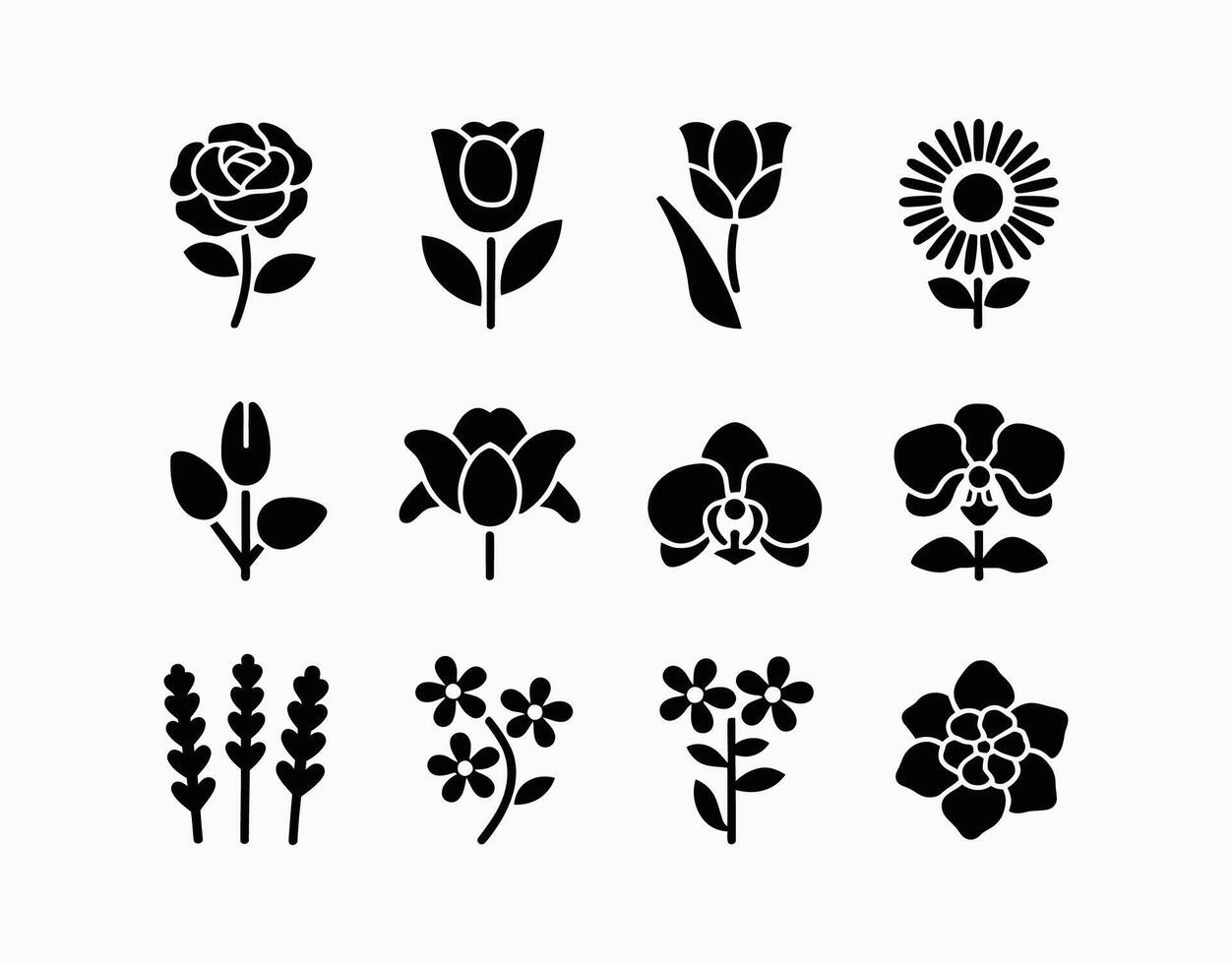 Simple Rose and Flowers Collection Template vector