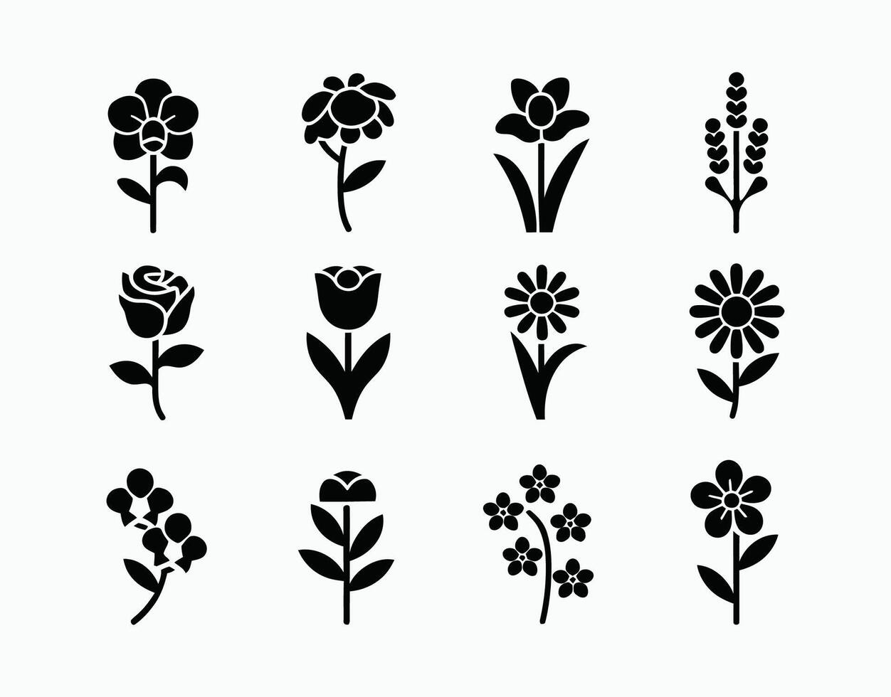 Simple Floral Silhouette Set Template vector