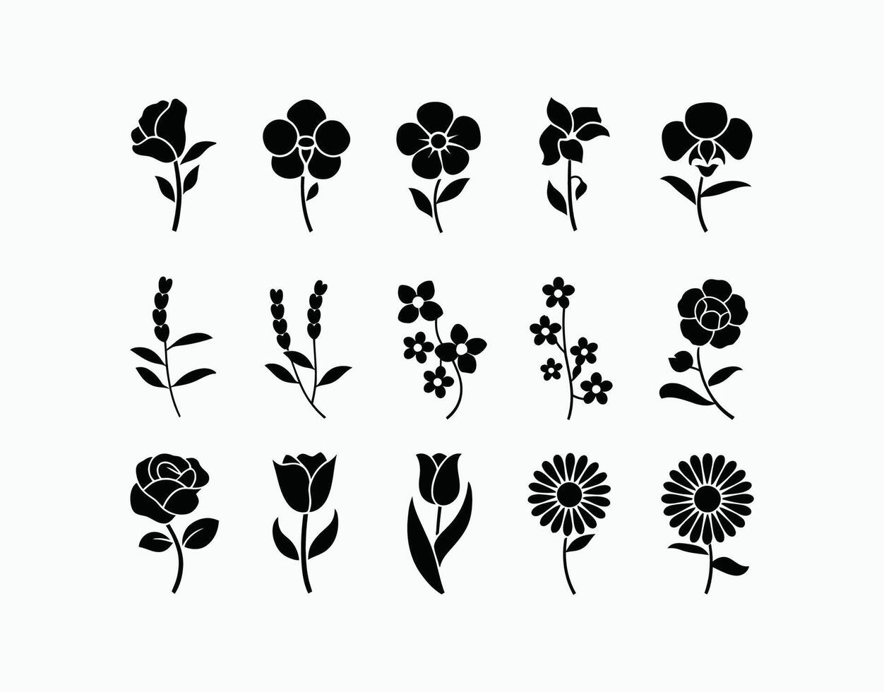 Sleek Flower Illustrations Collection Template vector