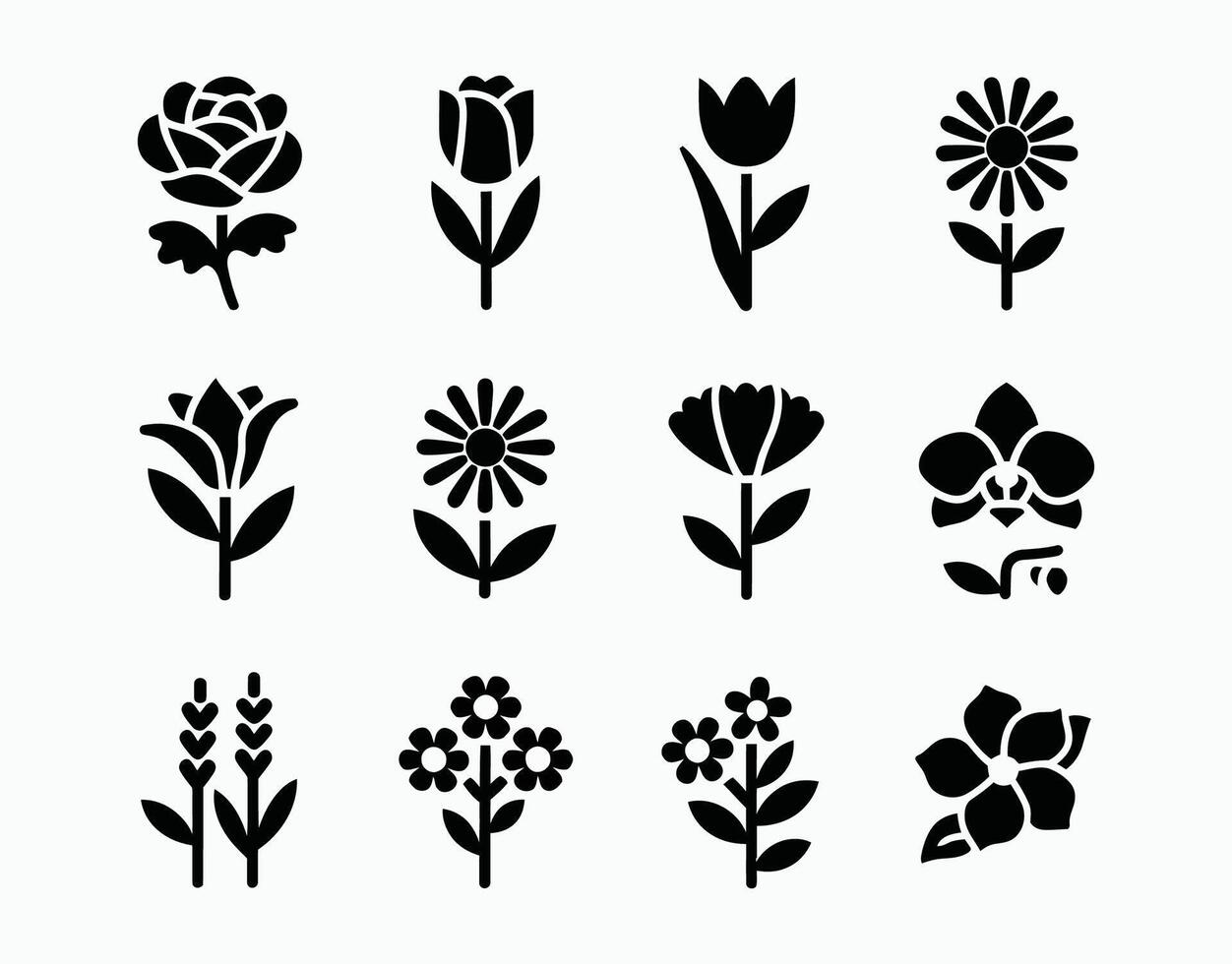 Elegant Flower Icon Collection Template vector