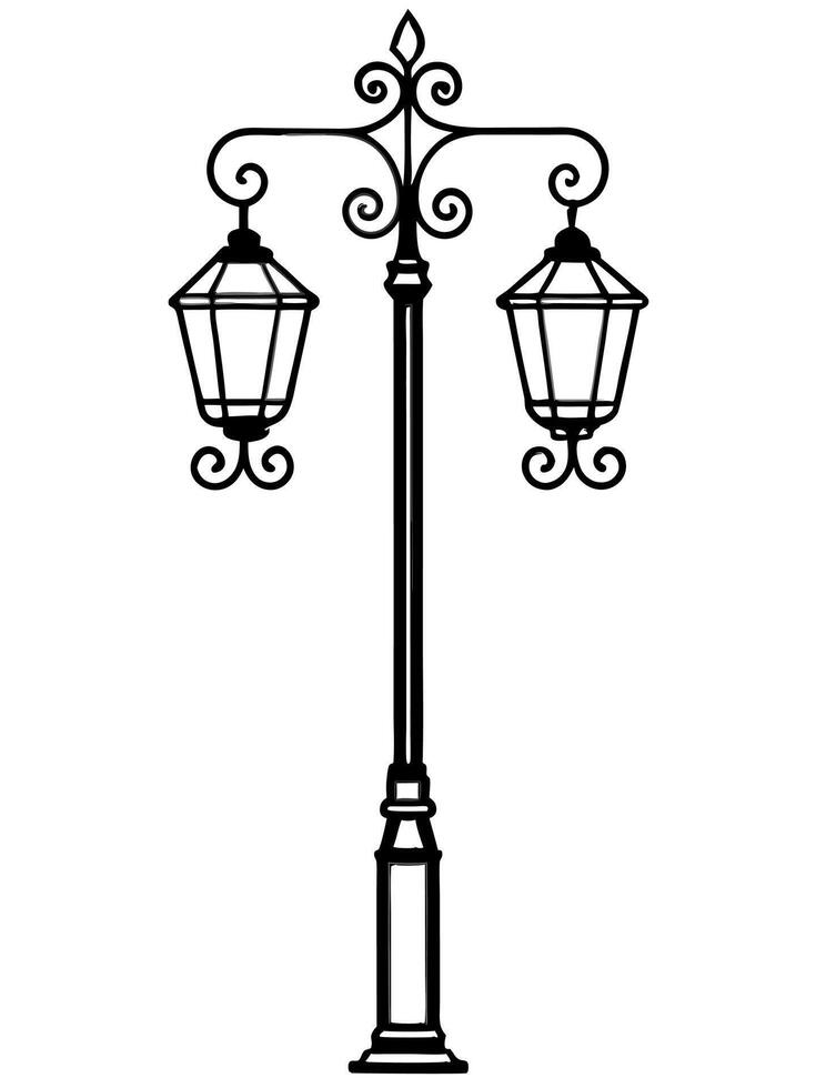 Street lamp with lanterns vector