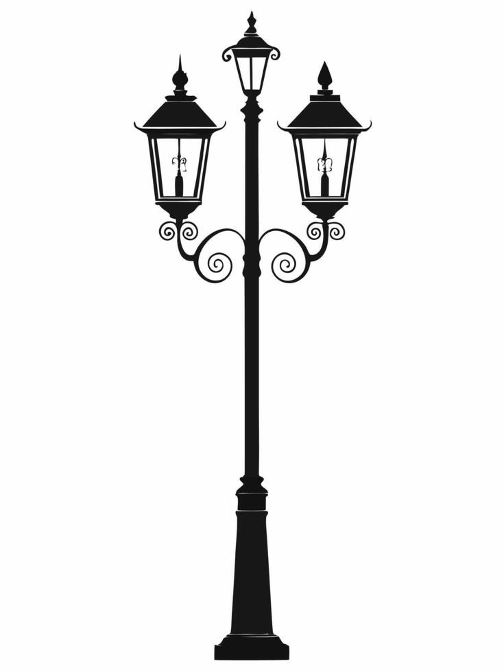 A black and white illustration of a street lamp vector