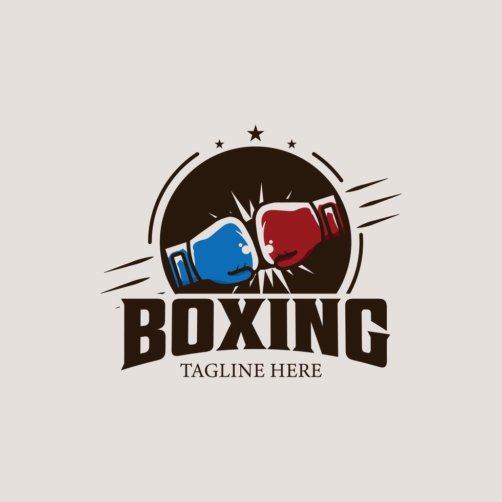 boxing fighter logo vintage illustration icons template, sign or symbol suitable for championship for academy for gym for t-shirt etc vector