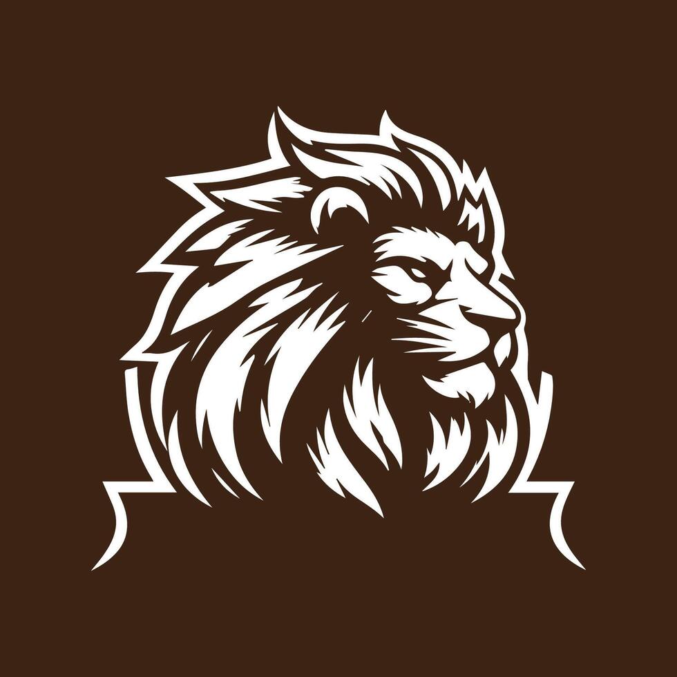 majestic lion head logo design vector